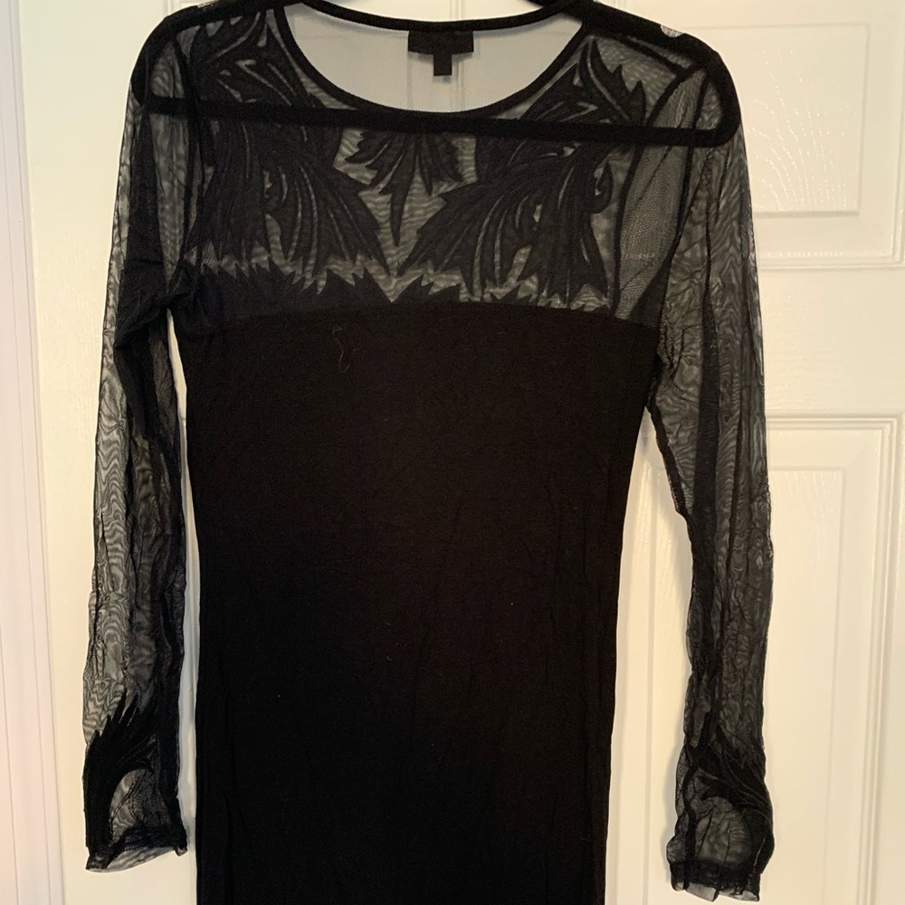 Black mesh bodycon dress